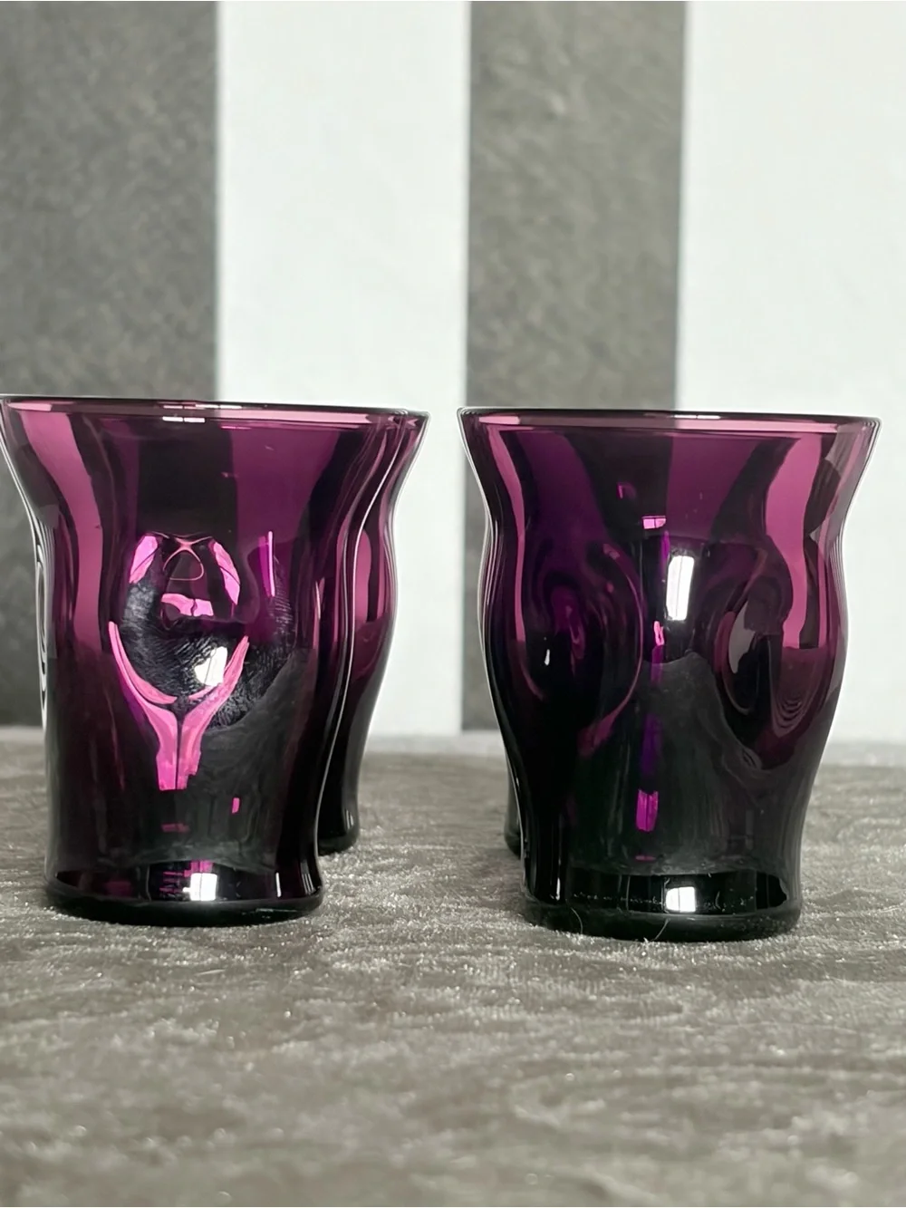 Cambridge Glass 1930s Mulberry Amethyst Pinch Tumblers Cordial Glasses Set of 4